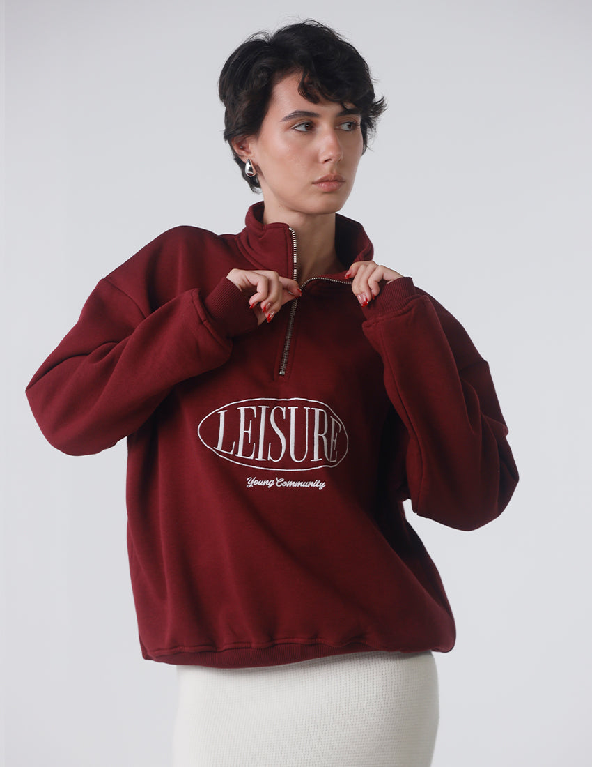 Printed Cotton Half-Zip Sweater