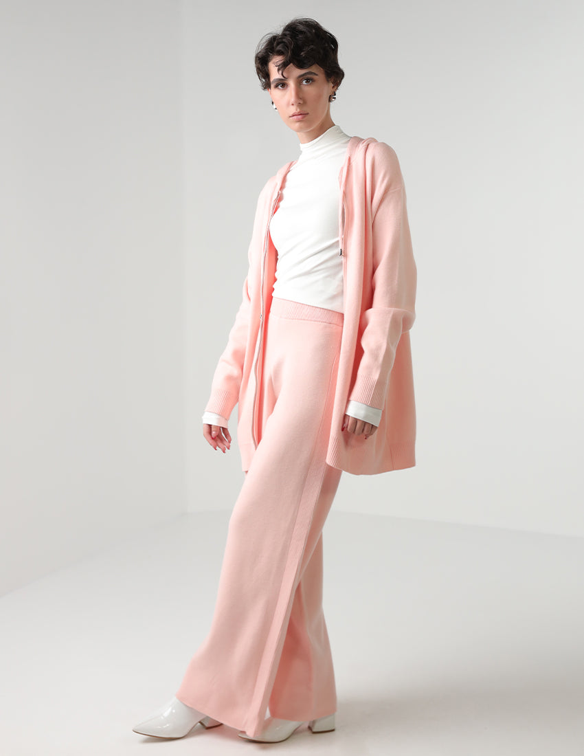 Cotton Set: Oversized Zipper Hoodie and Wide-Leg Pants