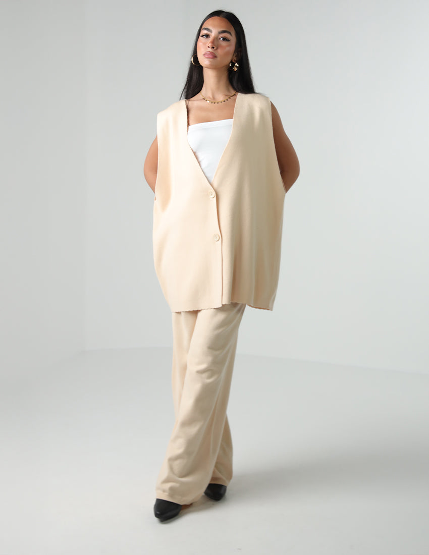 Tricot Sleeveless Top and Pants Set