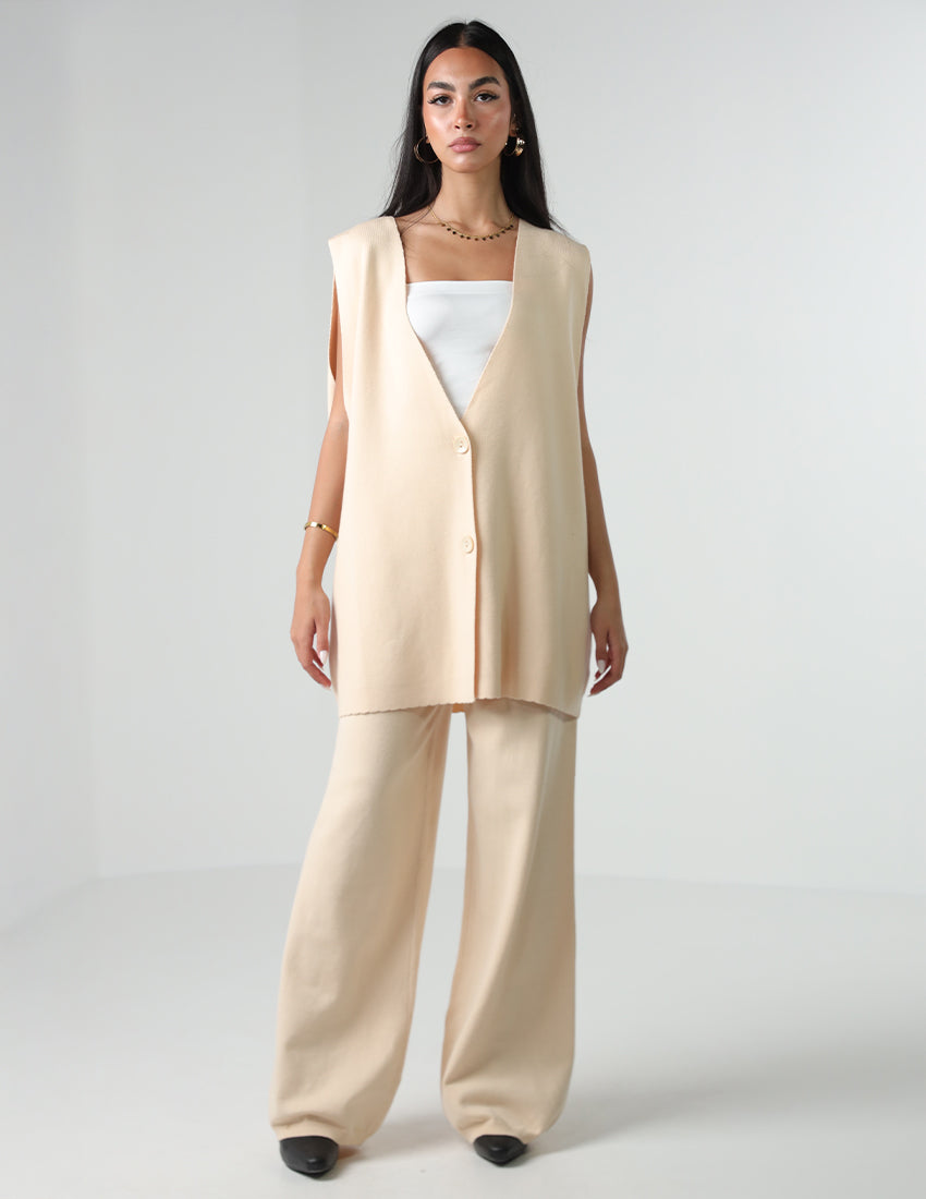 Tricot Sleeveless Top and Pants Set