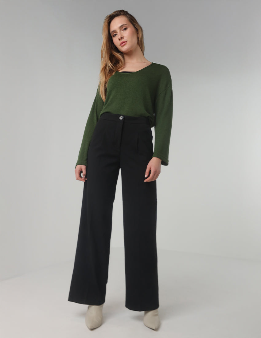 Tailored High-Waist Black Pants