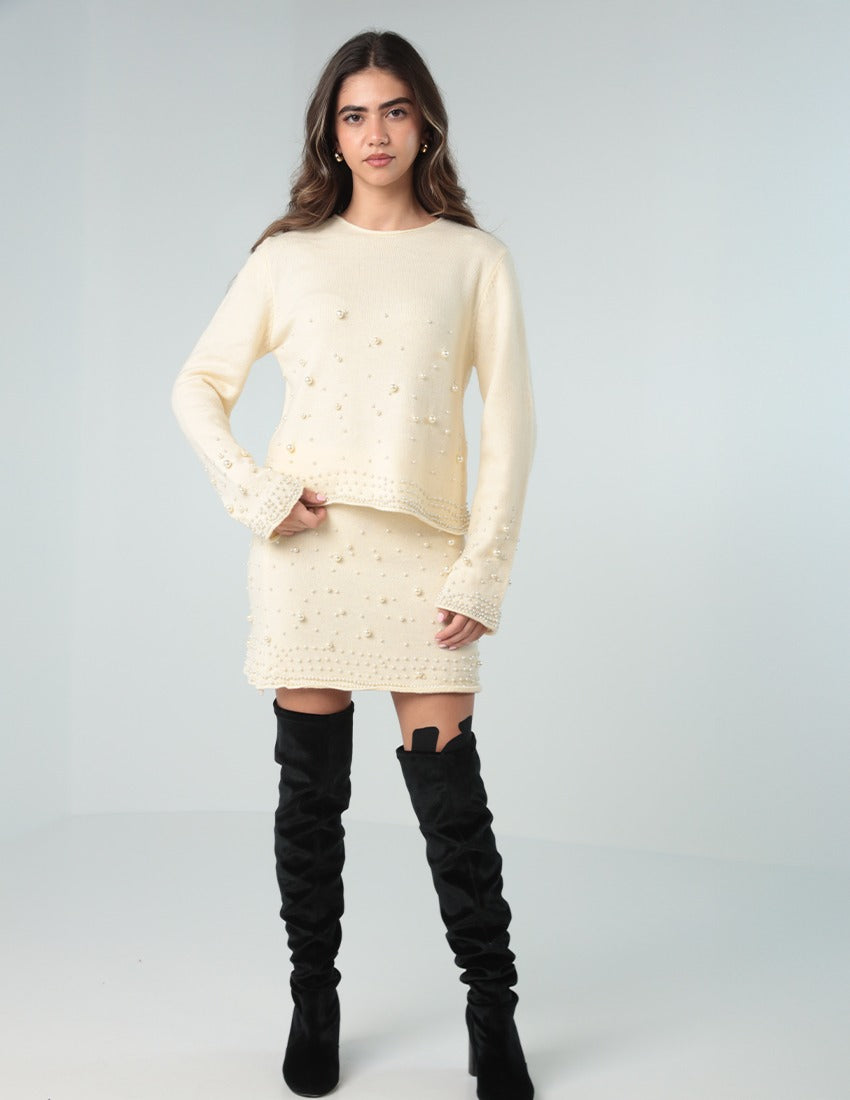 Two-Piece Set with Synthetic Pearl Details