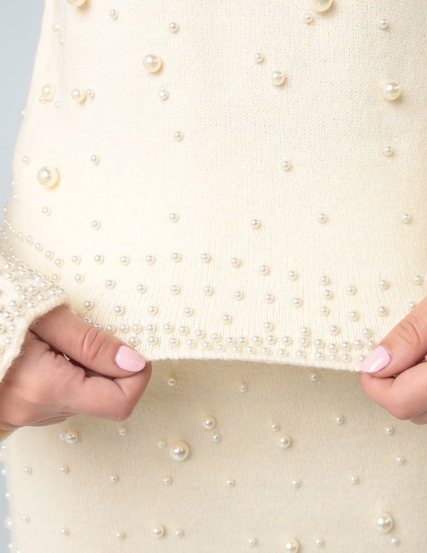 Two-Piece Set with Synthetic Pearl Details