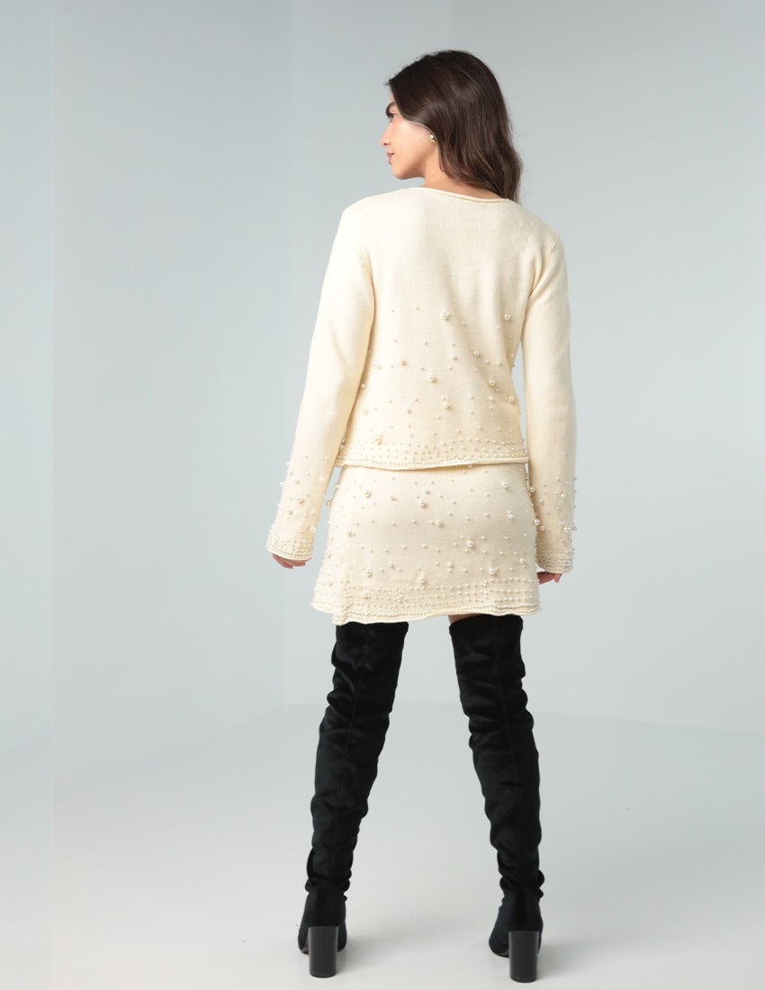 Two-Piece Set with Synthetic Pearl Details