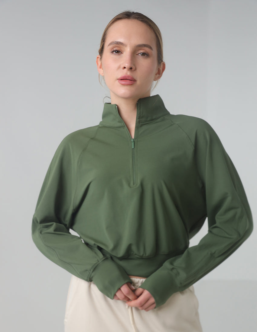 سويت شيرت رياضي كبير الحجم بنصف سحاب