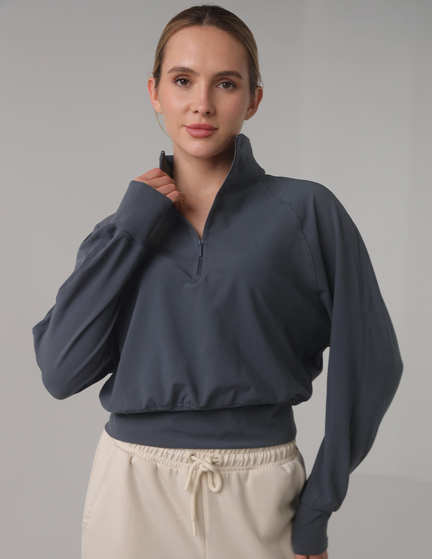 سويت شيرت رياضي كبير الحجم بنصف سحاب