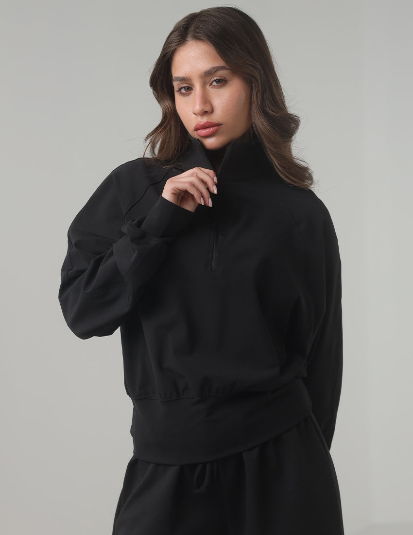 سويت شيرت رياضي كبير الحجم بنصف سحاب