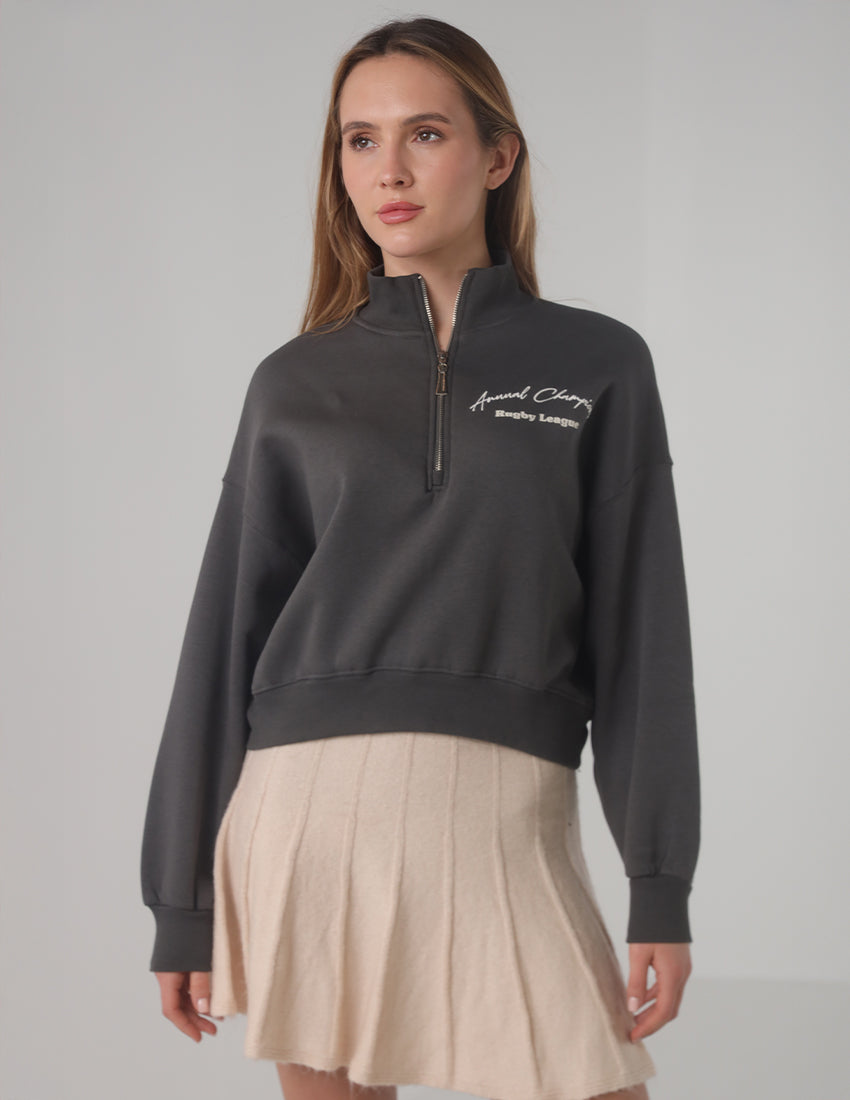 Zip-up Printed Sweatshirt