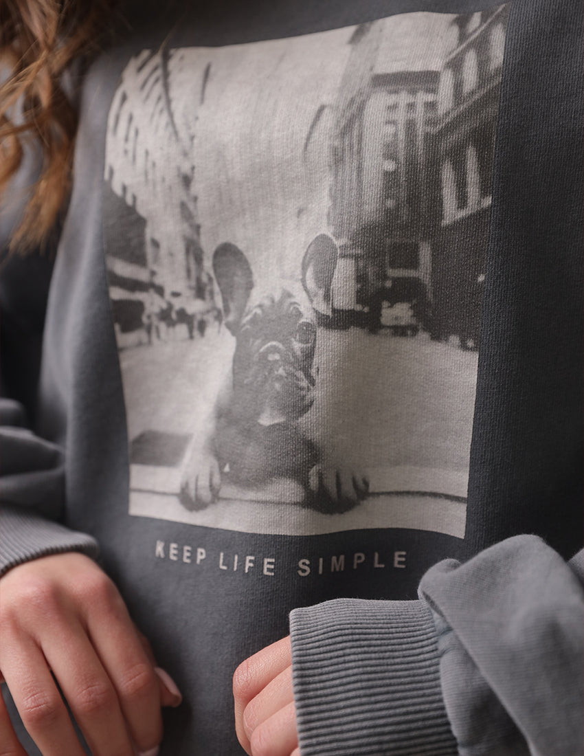 Grey Printed Sweater