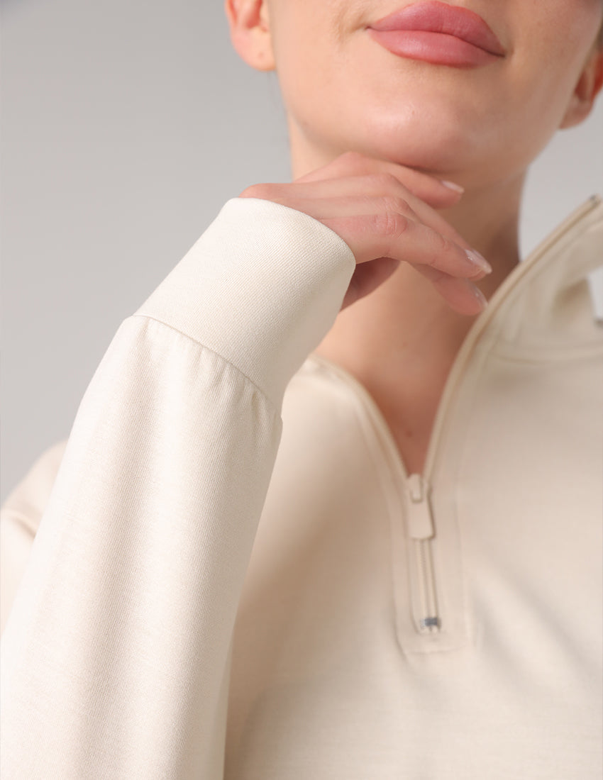 Half-Zip Cropped Oversized Sweater
