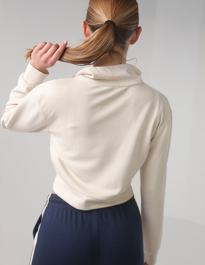 Half-Zip Cropped Oversized Sweater