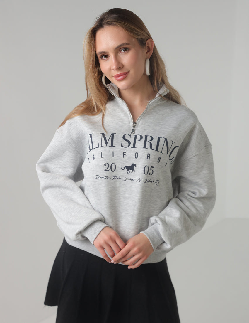 سترة كبيرة الحجم بسحاب نصفي مع طبعة "حصان، 2005"