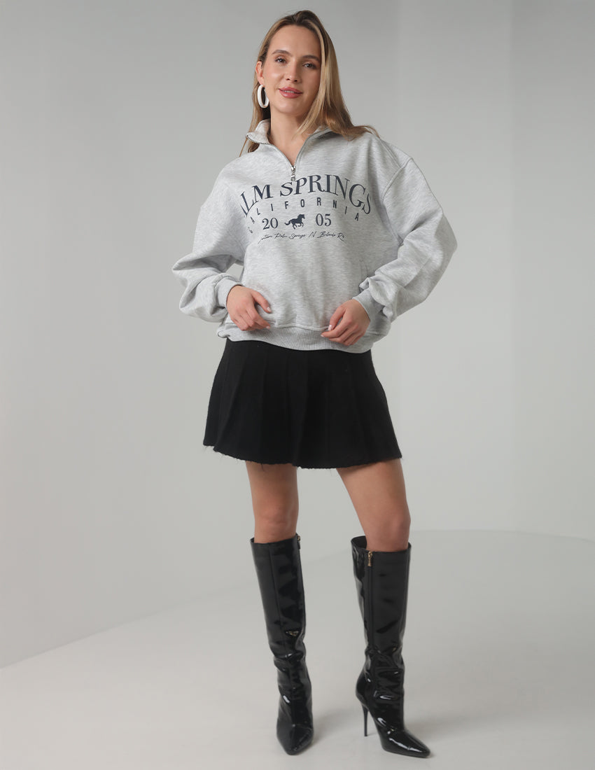 سترة كبيرة الحجم بسحاب نصفي مع طبعة "حصان، 2005"