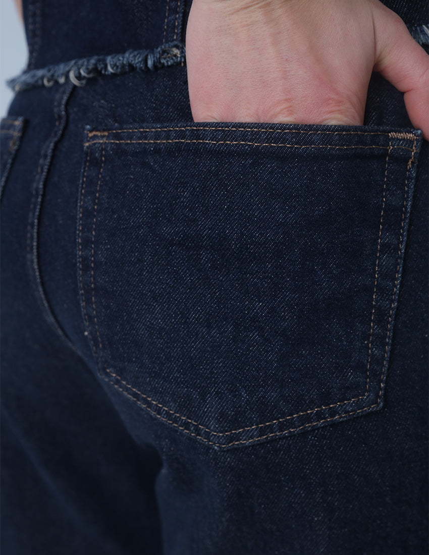 طقم جينز من قطعتين - سترة وبنطلون بخصر عالٍ