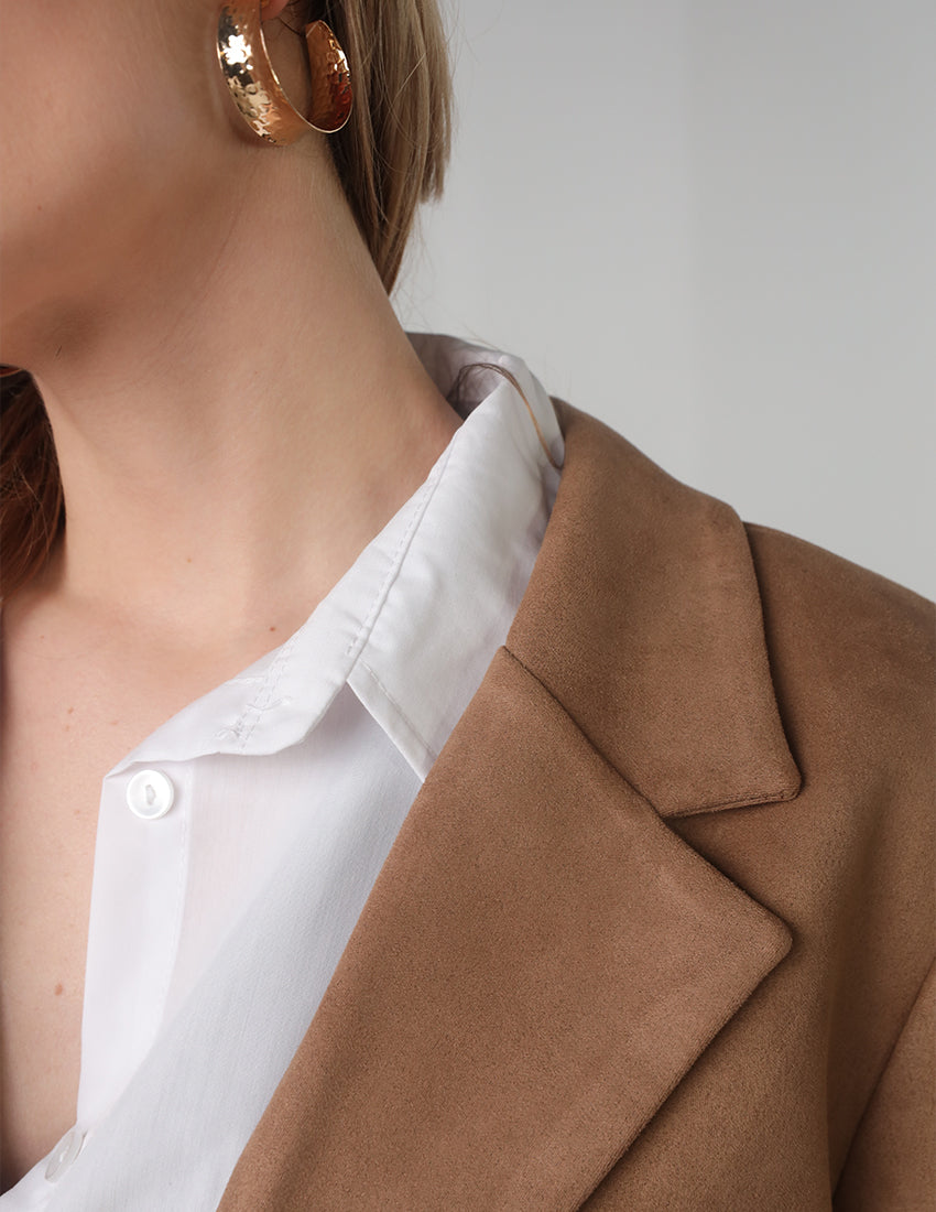 Oversized Blazer with Front Pockets & Button Detail