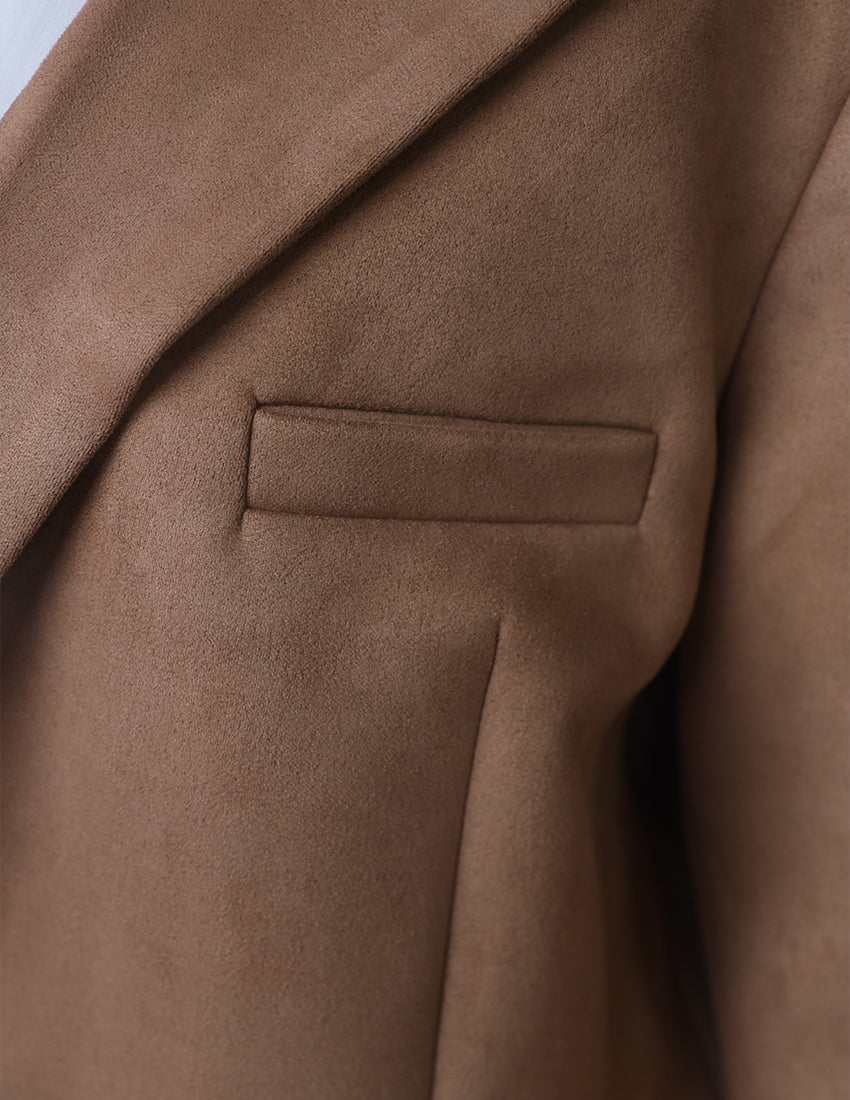 Oversized Blazer with Front Pockets & Button Detail