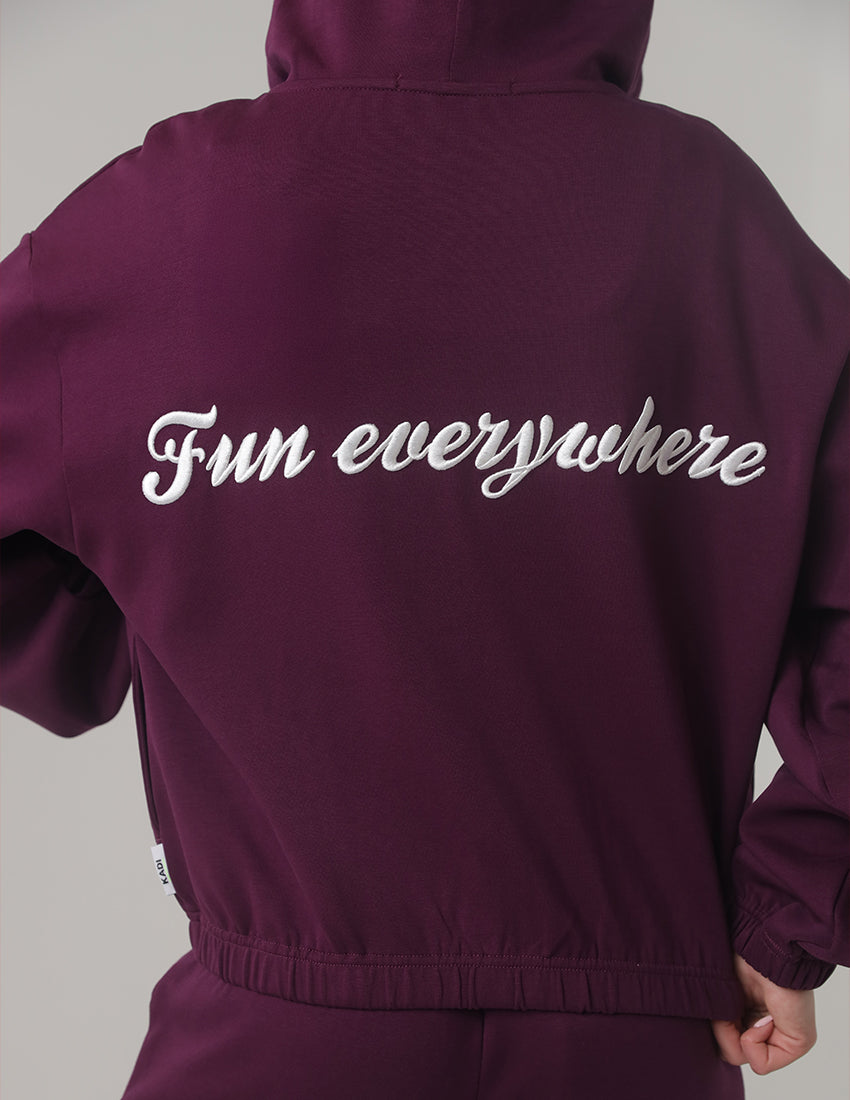 Zip-Up Hoodie Tracksuit with Wide-Leg Pants