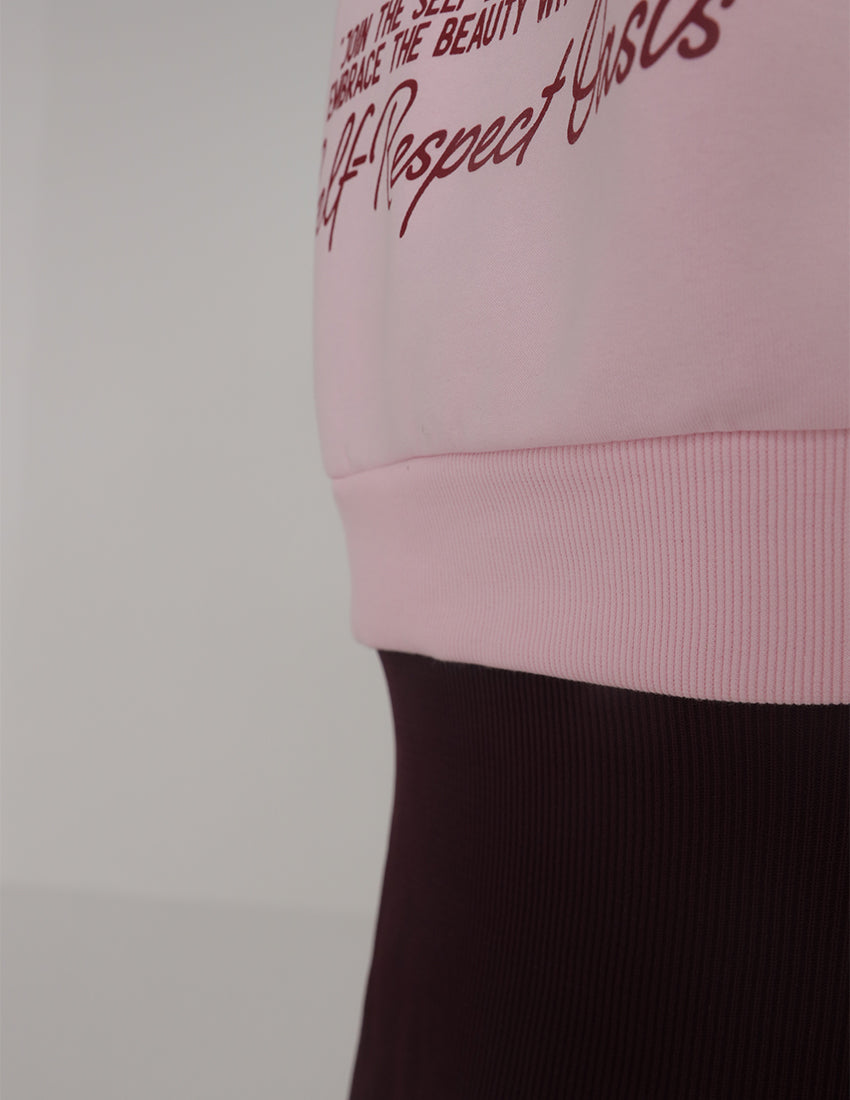 هودي كبير الحجم بطبعة "فريق حب نفسك" على شكل قلب ونجوم