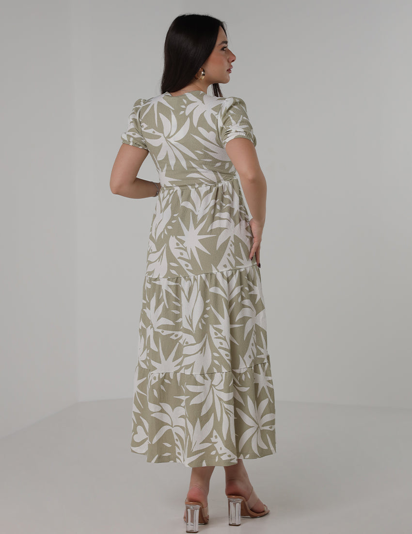 Tropical Print Maxi Dress
