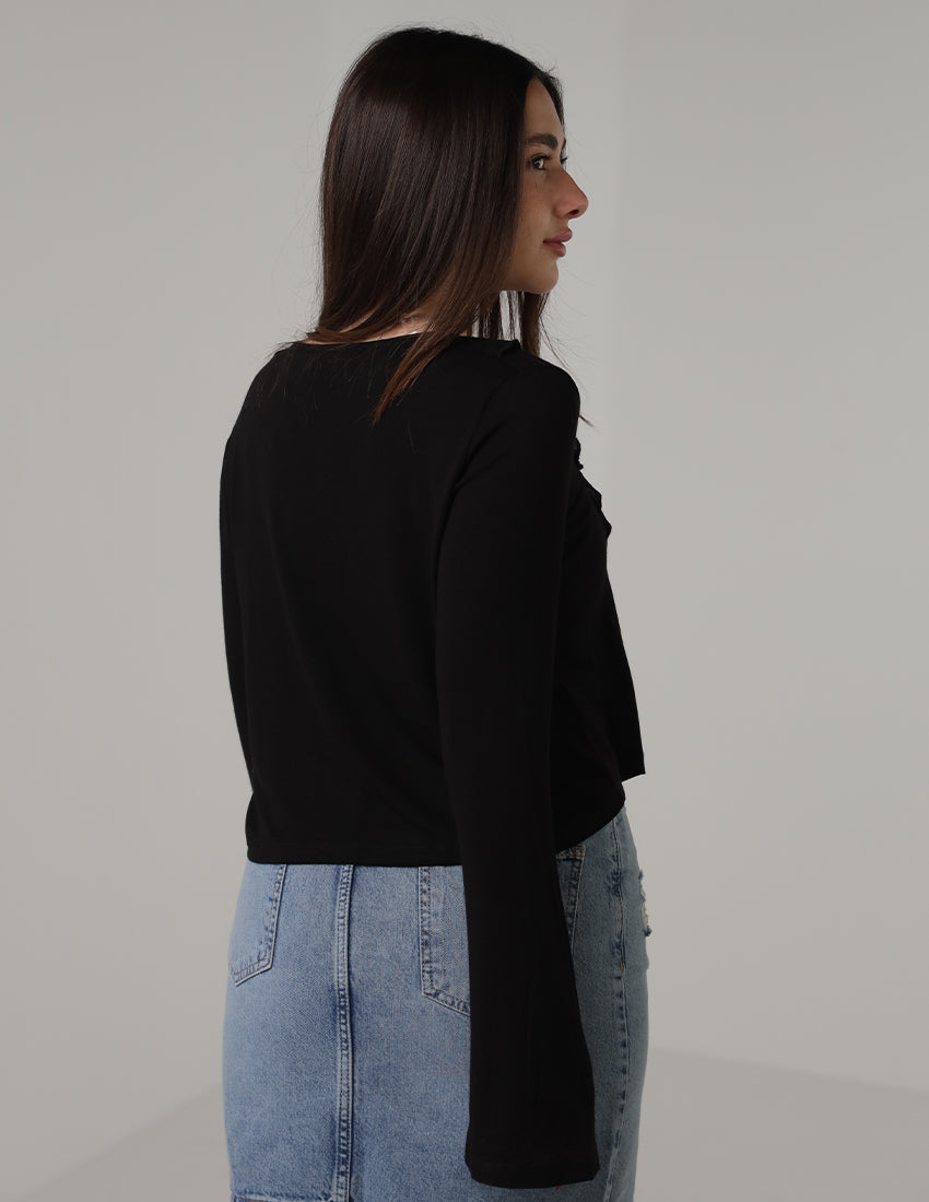 Ruffled Tie-Front Cardigan
