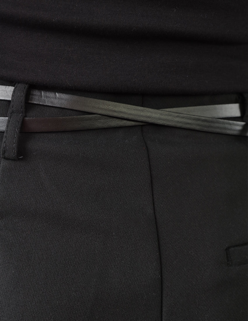 High-waisted straight-leg pants with a belt