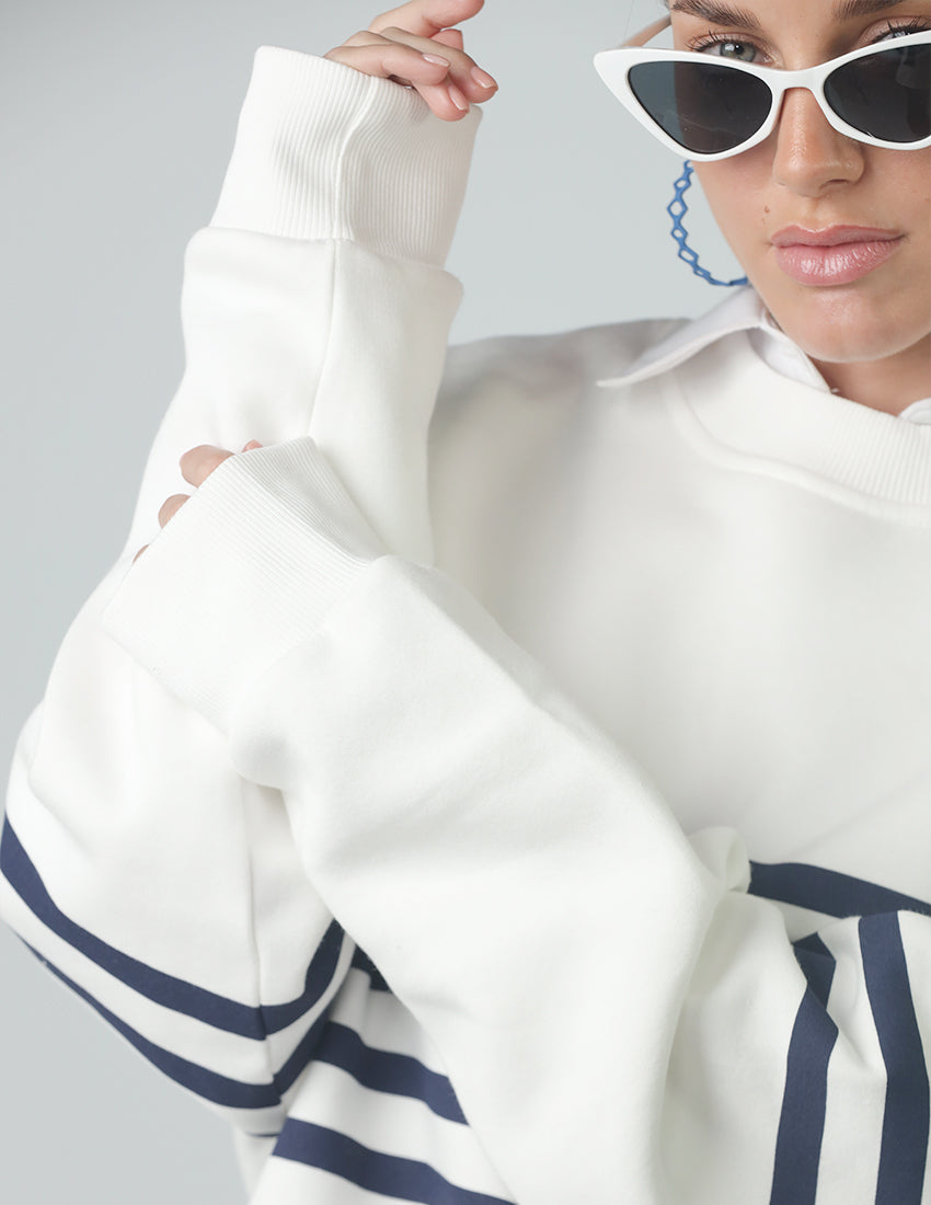 White Striped Sweater