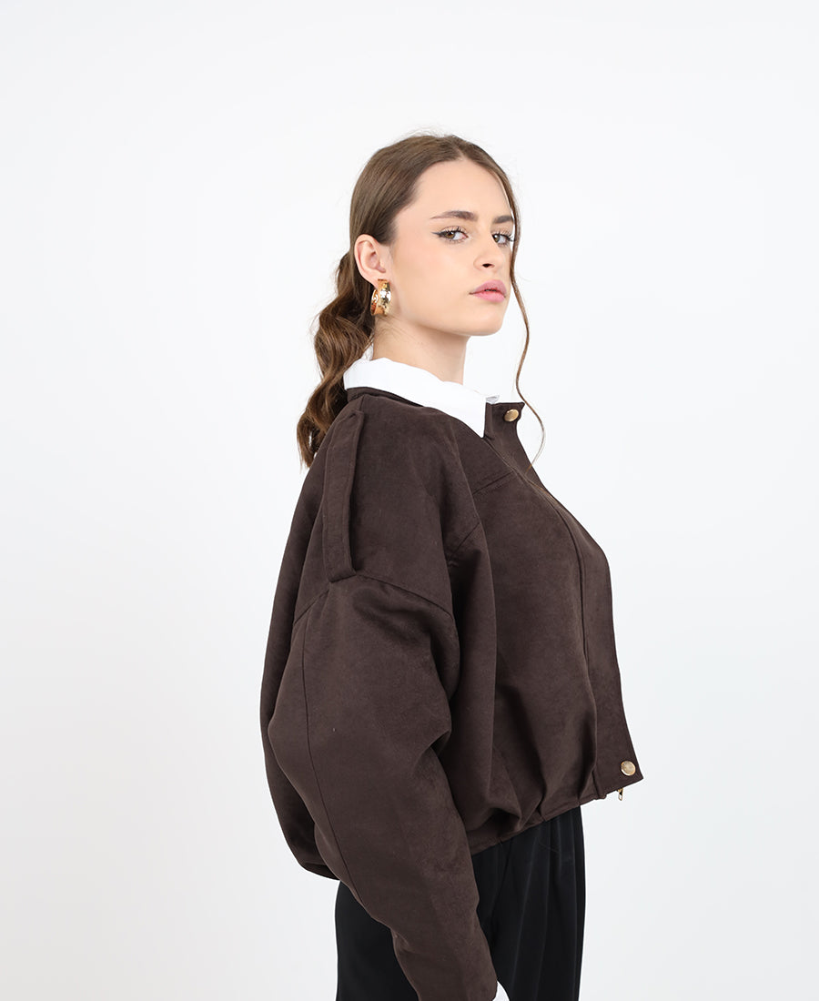 Oversized bomber cut jacket