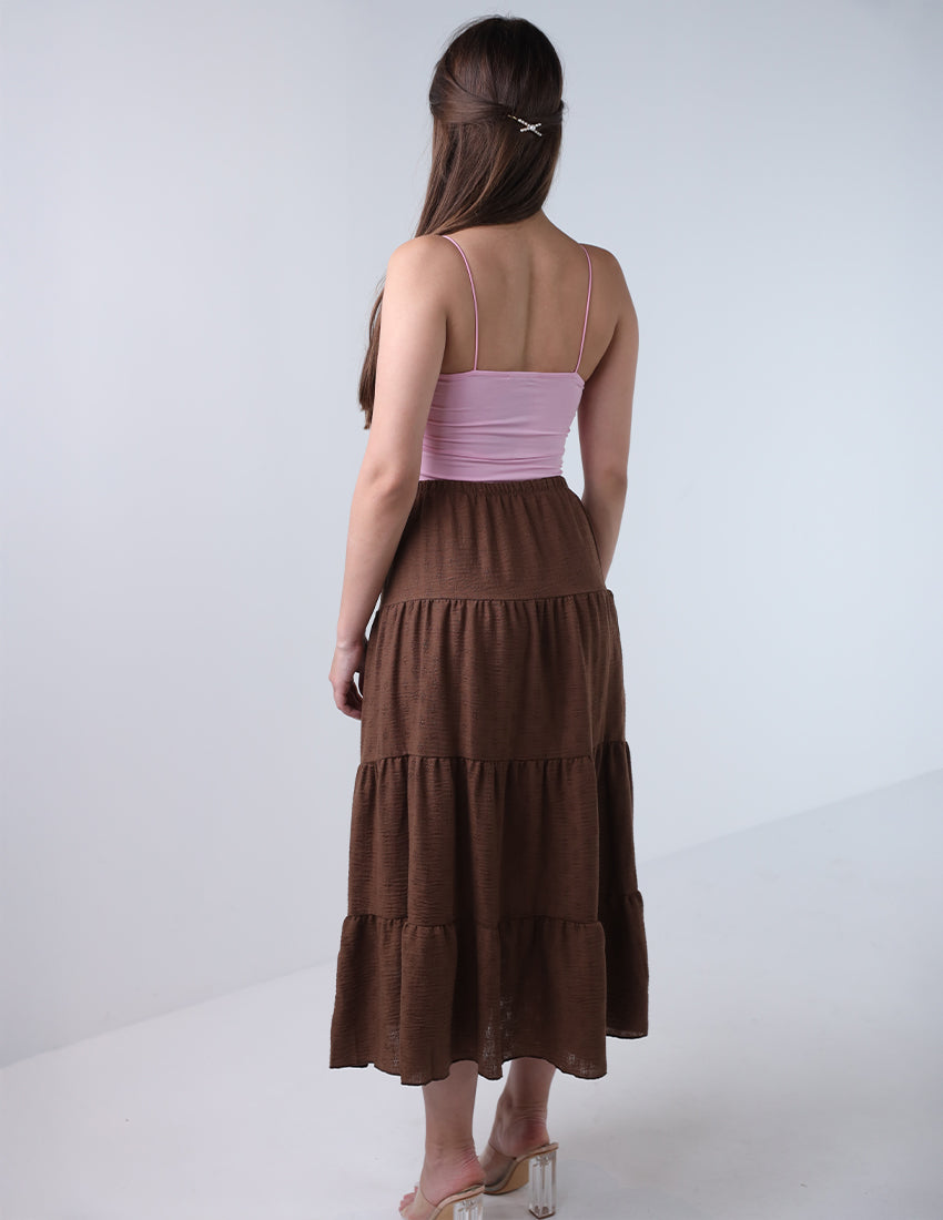 تنورة ماكسي مطرزة متعددة الطبقات