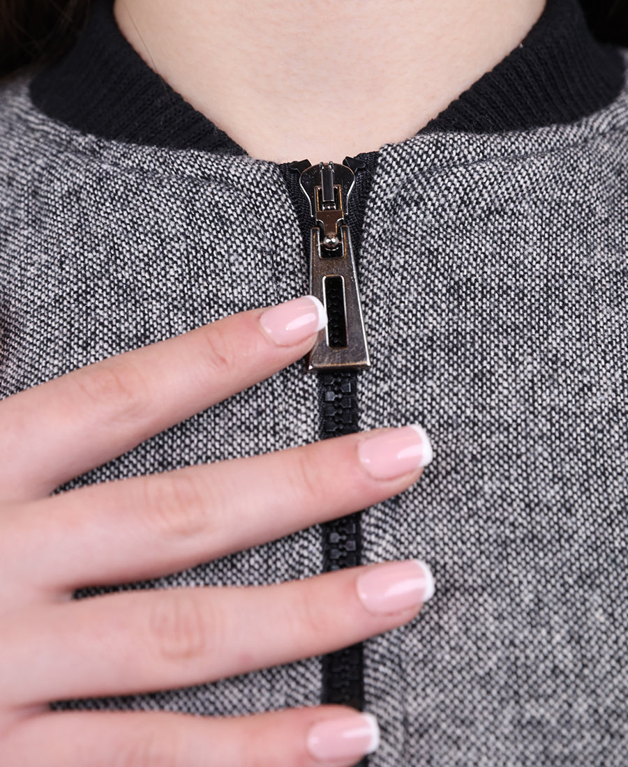 Melange grey zip-up jacket