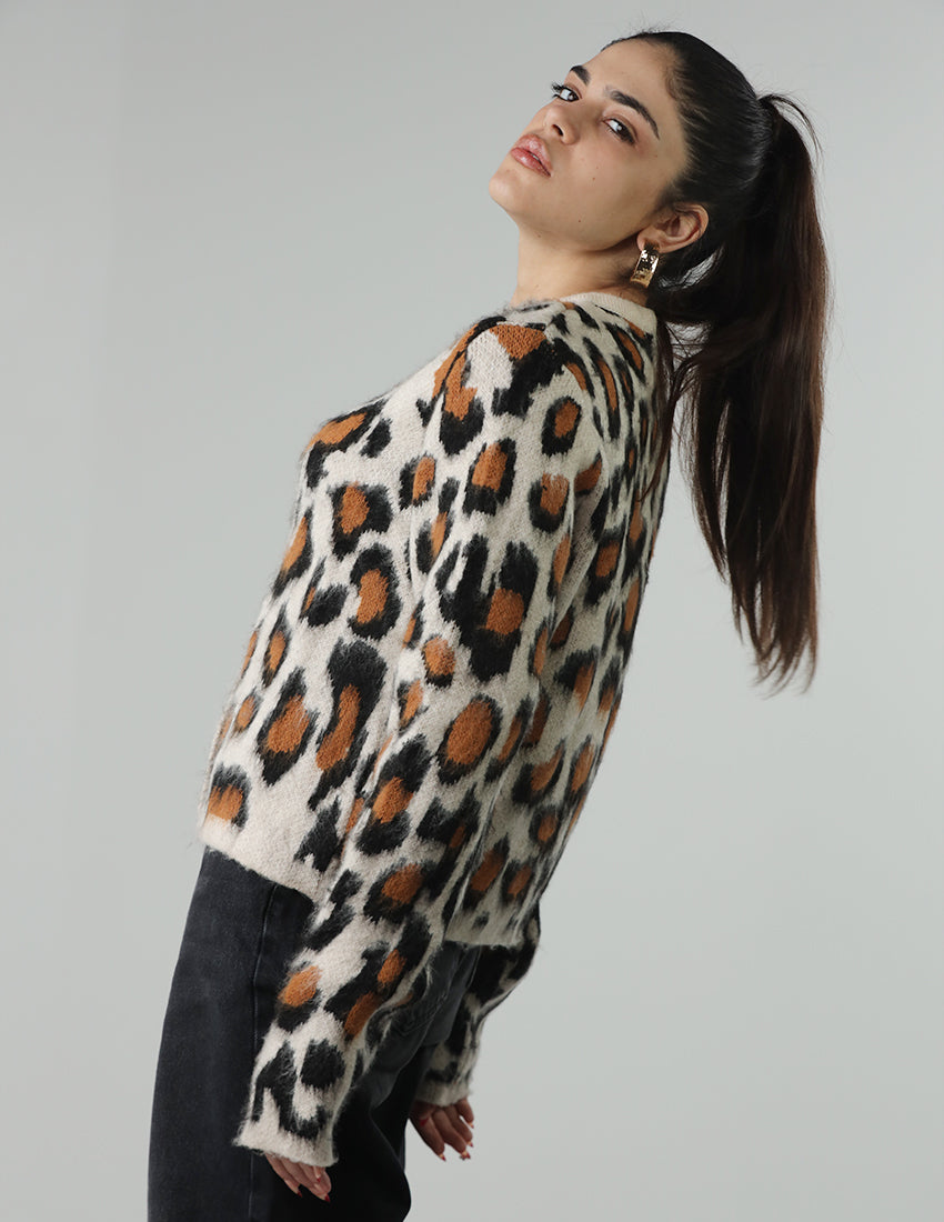 Leopard buttoned Cardigan
