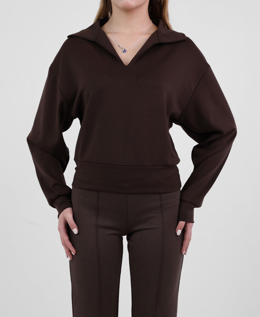 Oversized shirt neck blouse