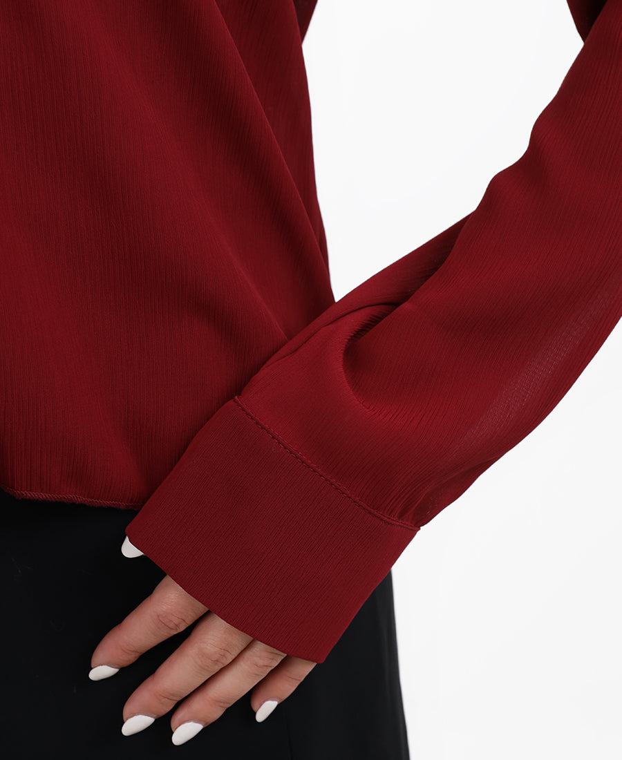 Chiffon blouse with ruffled bodice