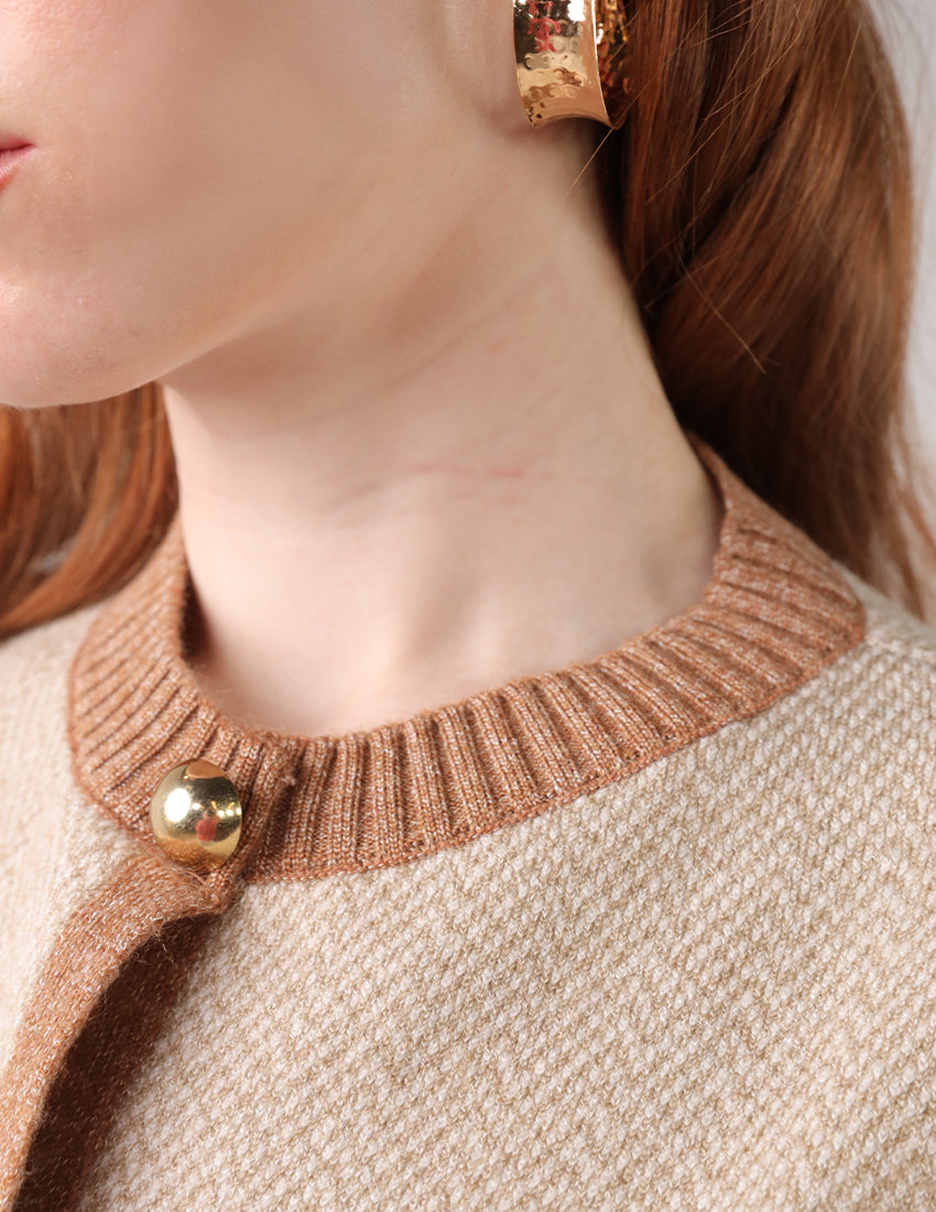 Beige Cardigan with Contrasting Details