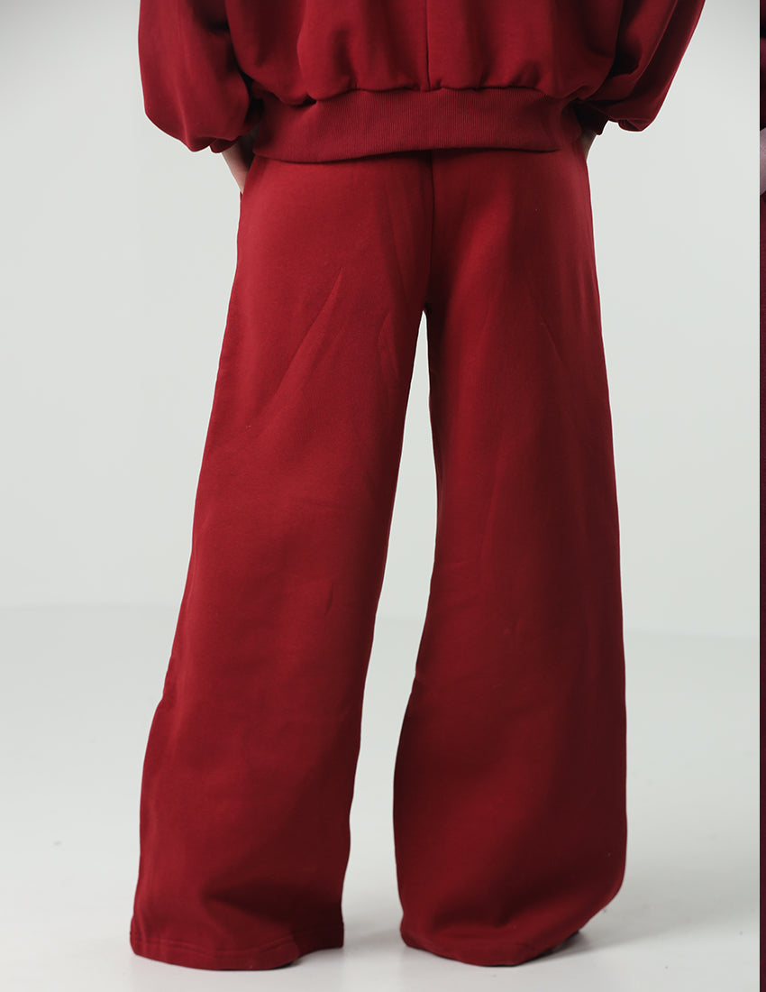 Wide leg sweatpants cotton with center line
