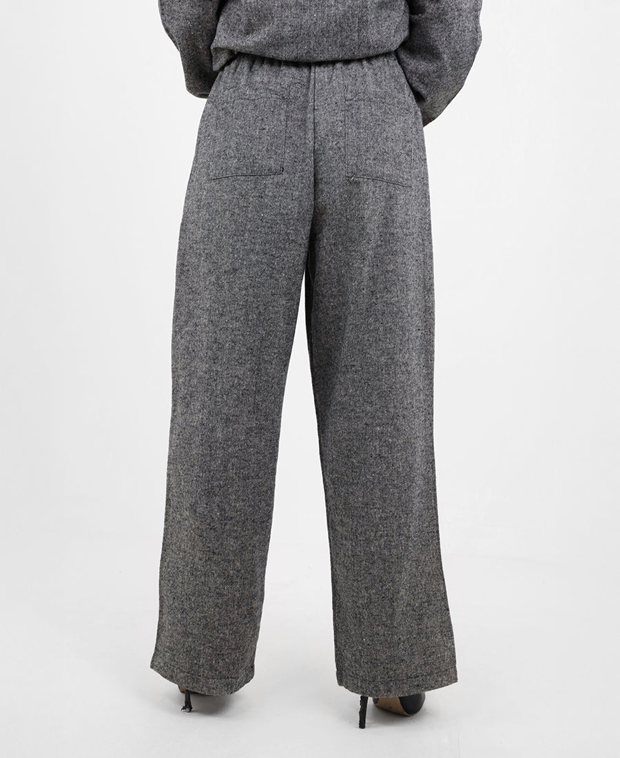 Melange straight-leg trousers
