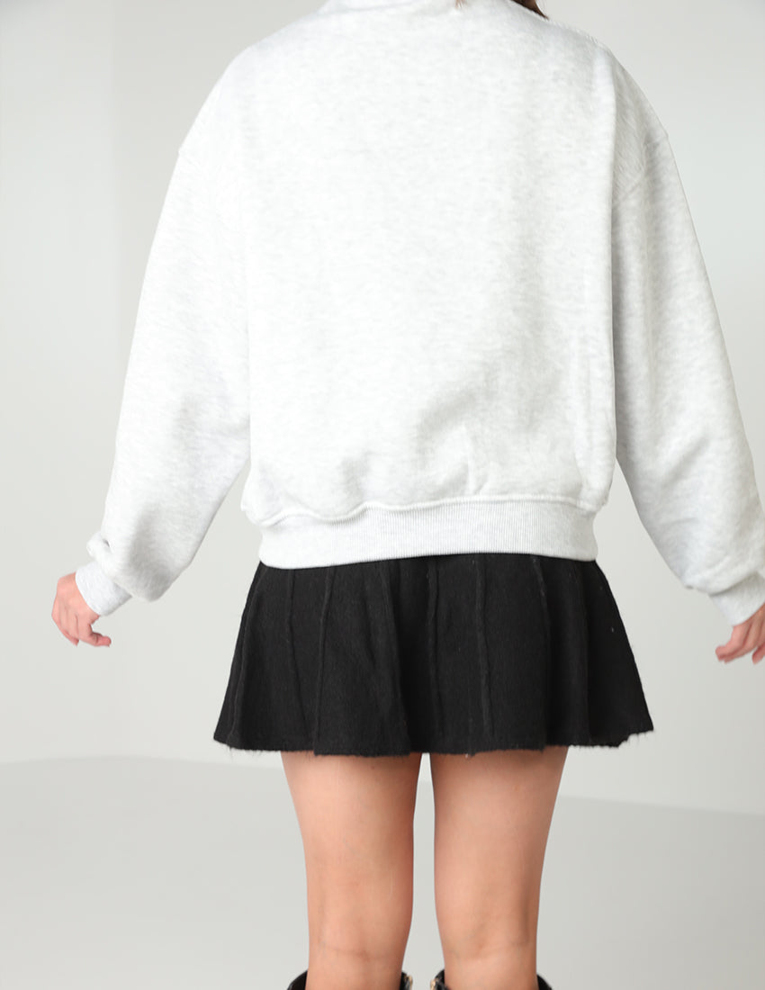 High Neck Half-Zip Sweatshirt with Horse Print and "Palm Springs"