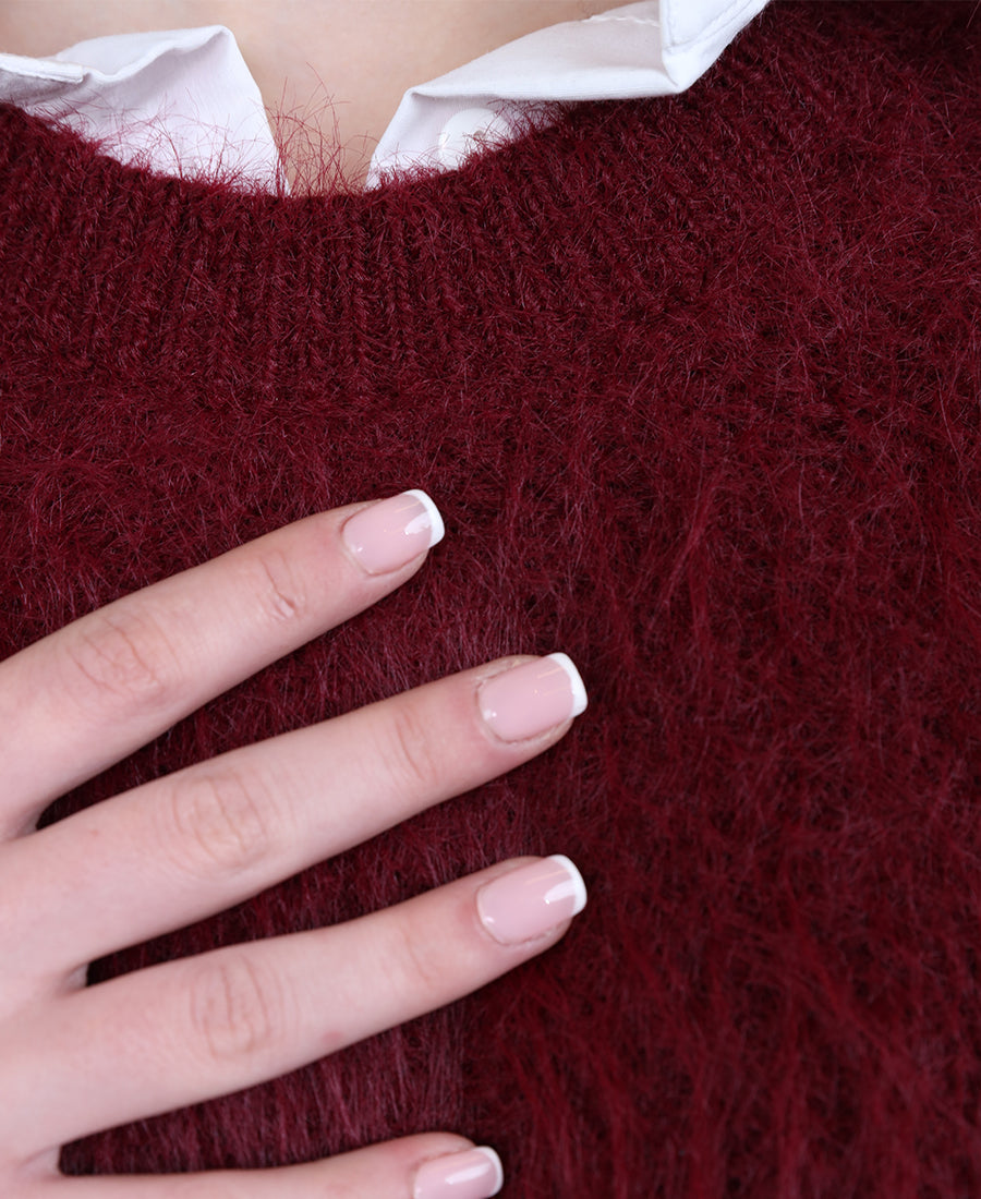 Wool round neck blouse