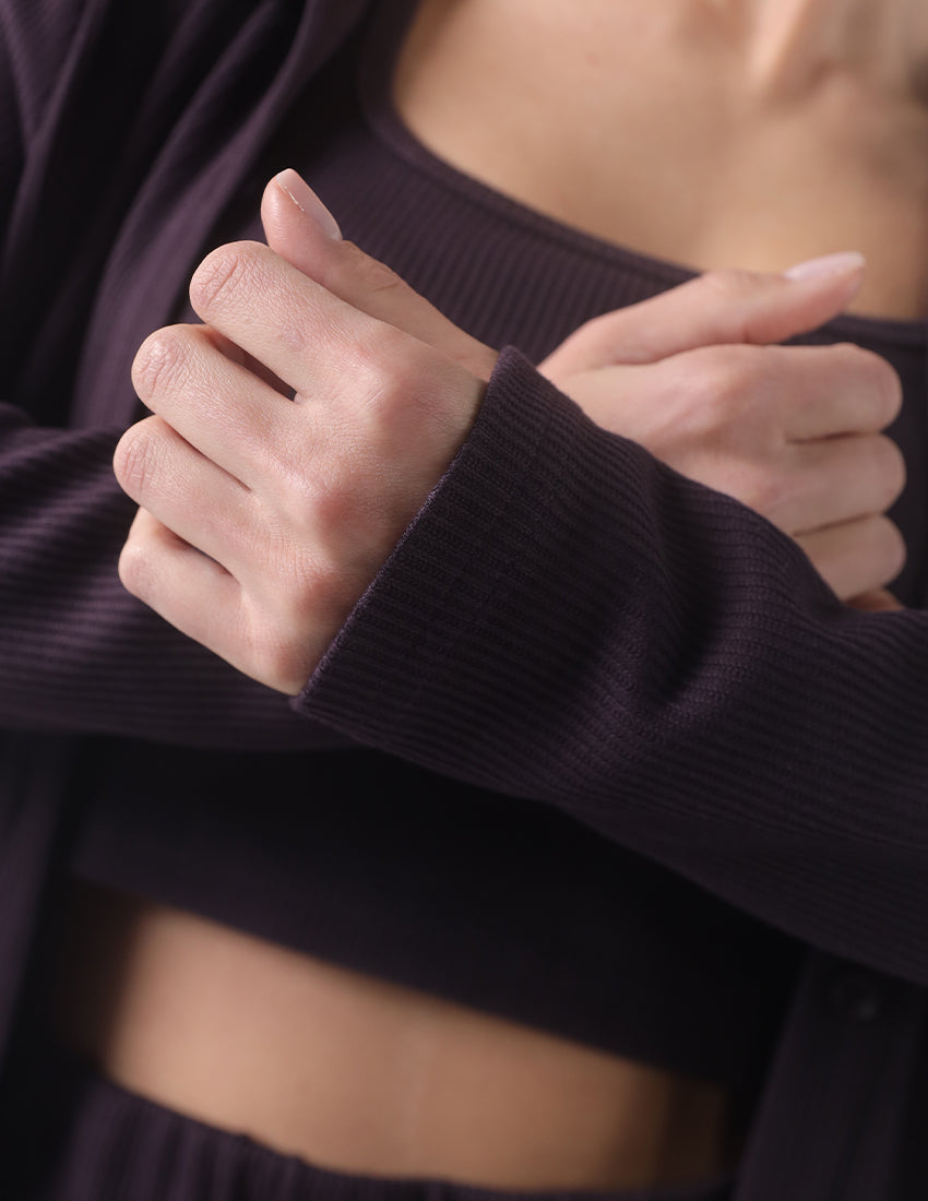 Three-Piece Ribbed Set with Longline Shirt