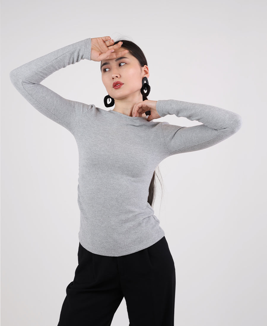 Soft wool blouse with side slits