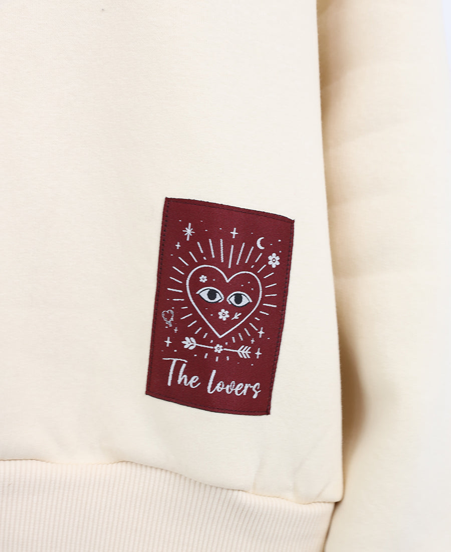 Oversized beige sweater "The lovers"