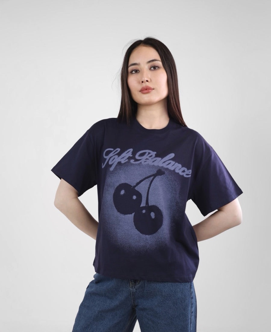 Oversized T-shirt with a cherry print