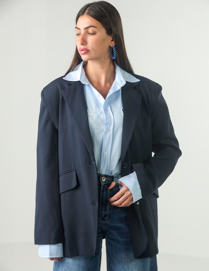 Navy Blue Oversized Blazer