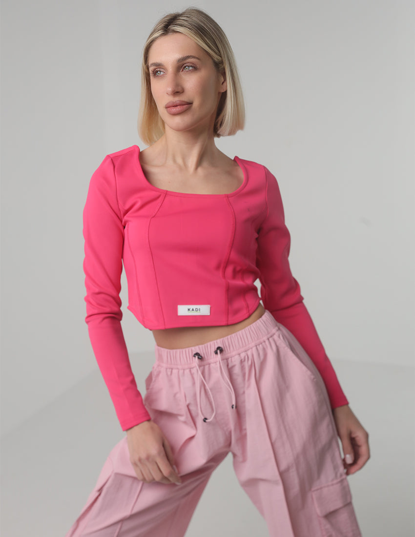 Fitted Long-Sleeve Crop Top