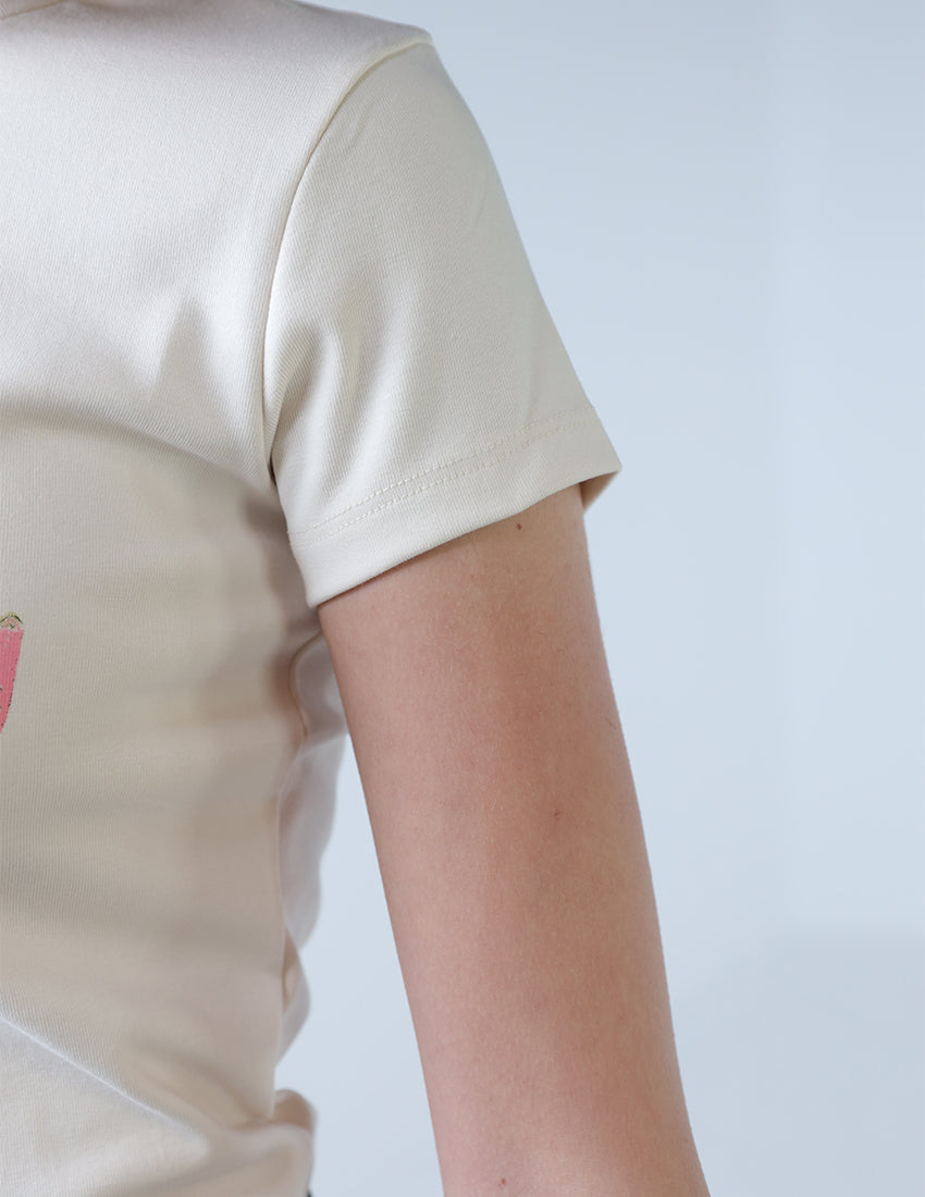 تي شيرت بطبعة وردة