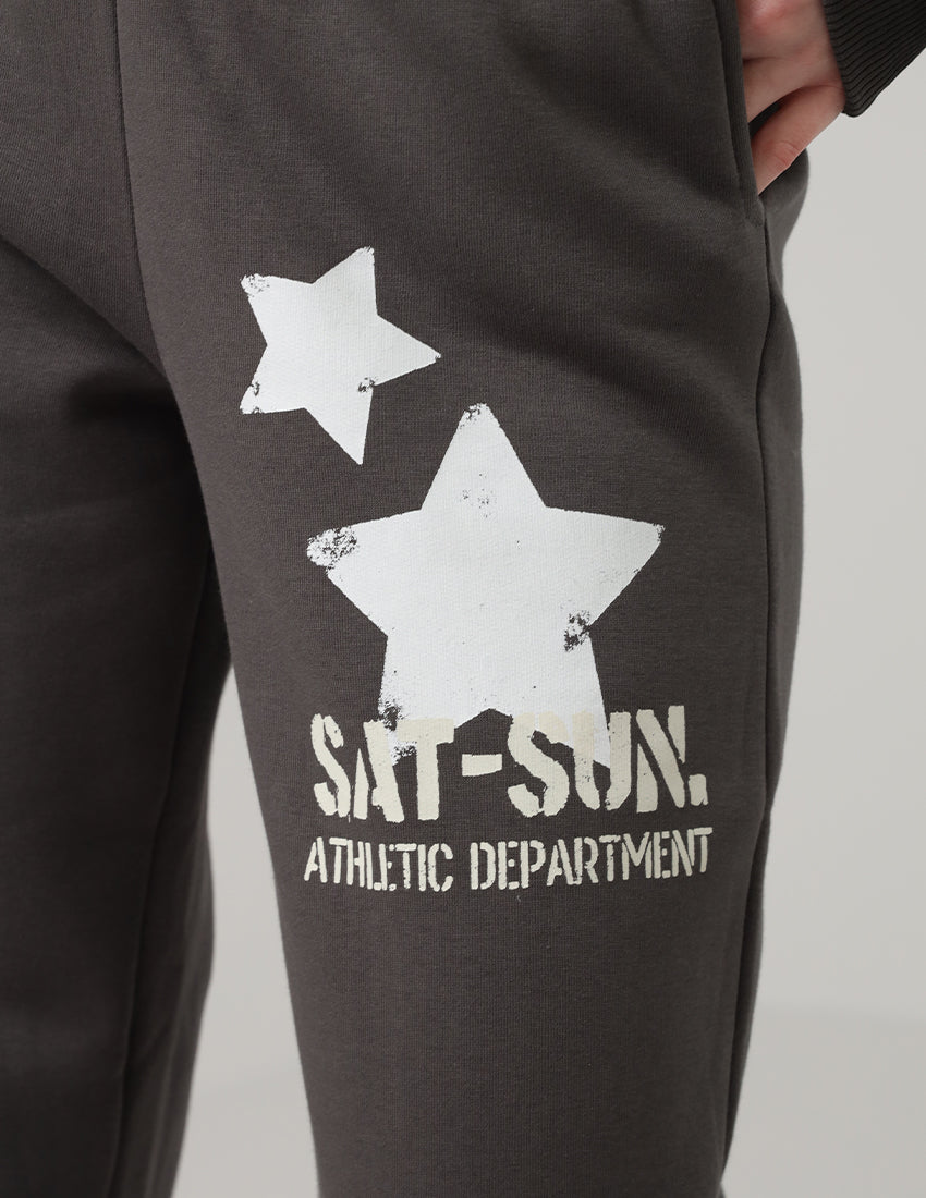 بنطال رياضي قطني بطبعة نجوم وخصر مطاطي