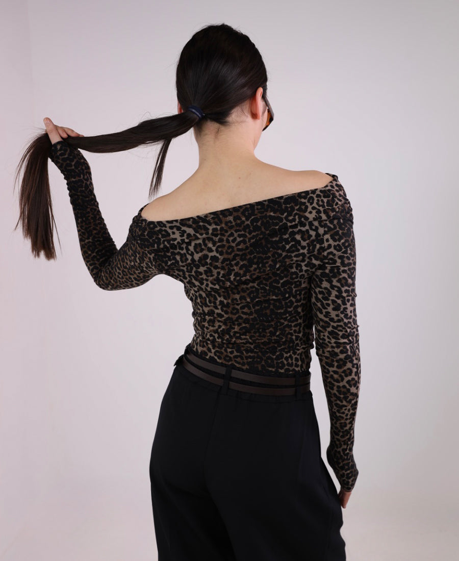 Tiger draped neck blouse