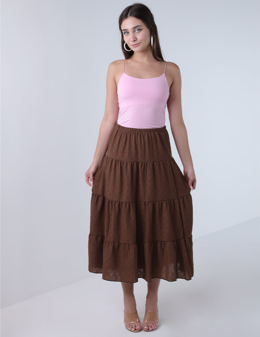 Embroidered Tiered Maxi Skirt