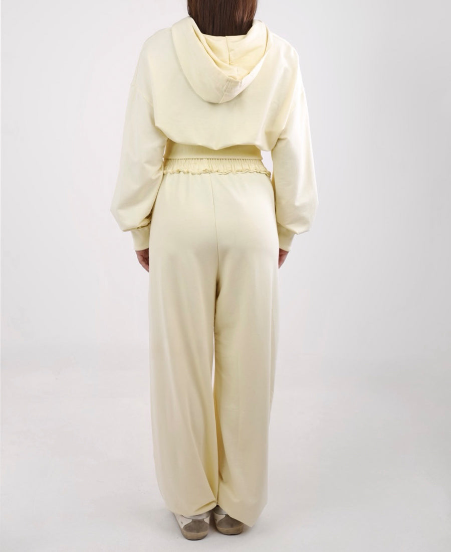 Training jacket with a hood and wide-leg trousers with an elastic waist