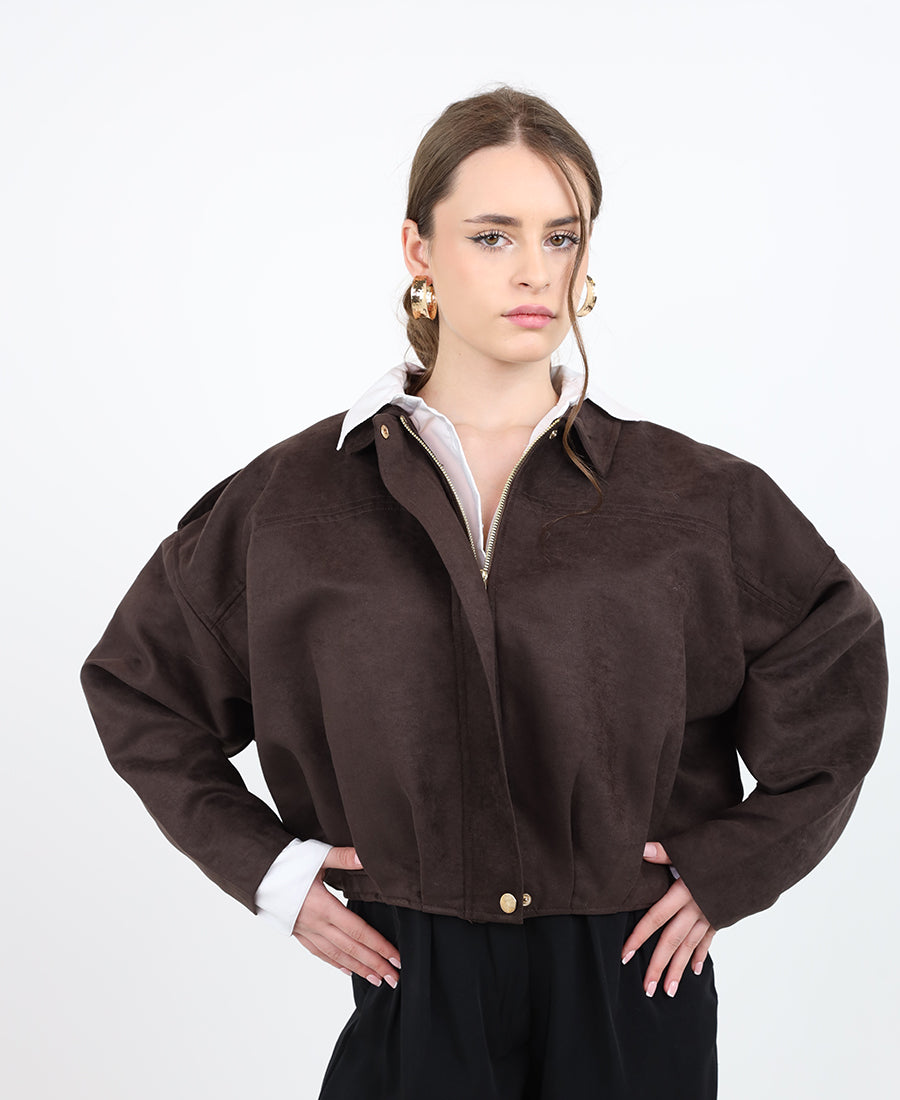 Oversized bomber cut jacket