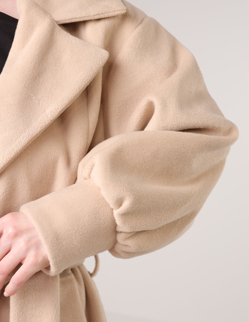 Long coat with waist tie